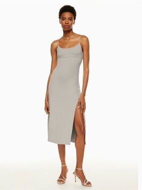 ARITZIA Wilfred Dreamweaver Summer Spaghetti Strap Midi Dress in Light grey Body
